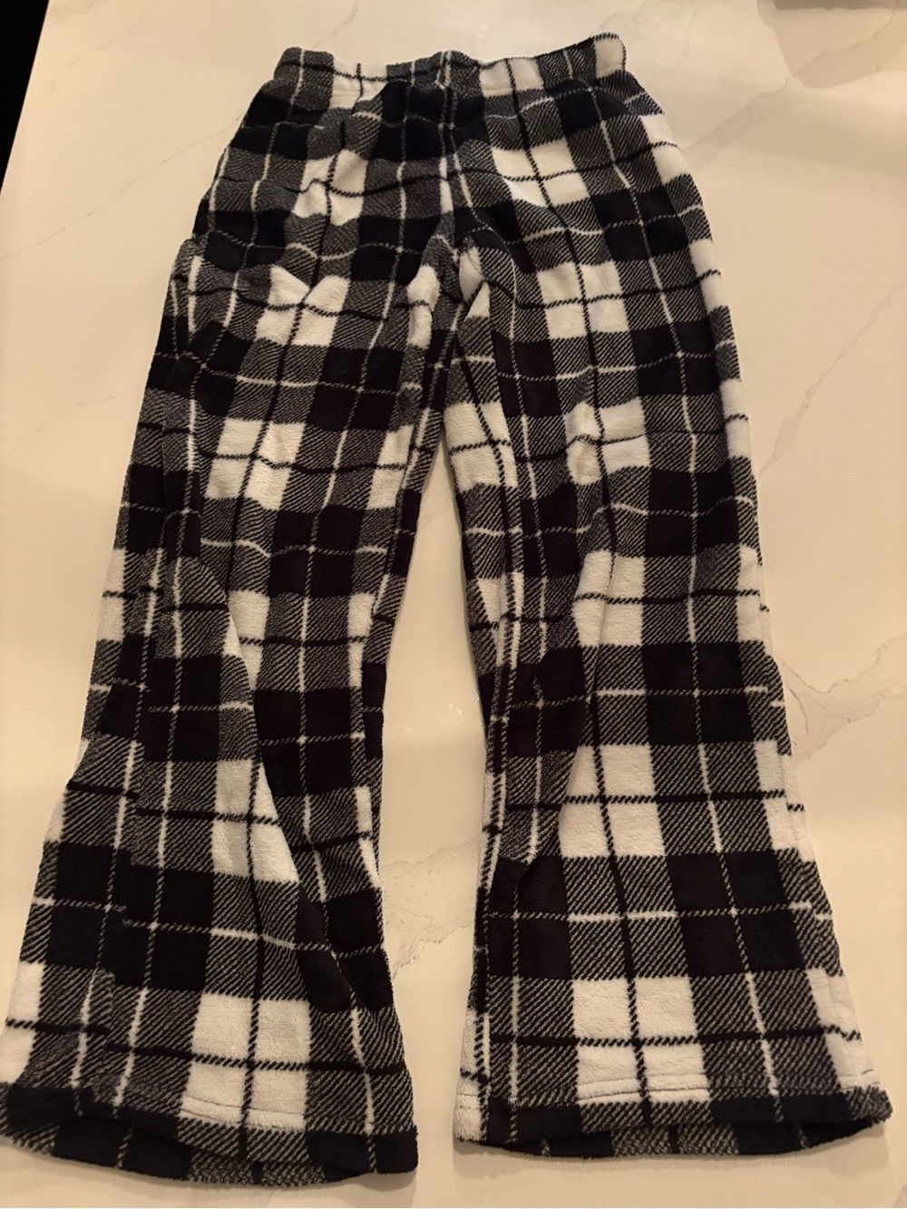 Ardene Black & White Plaid Fleece Joggers